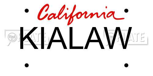 KIALAW California License Plate