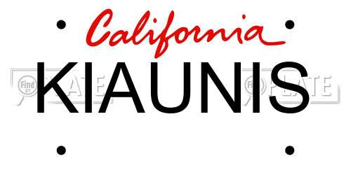 KIAUNIS California License Plate
