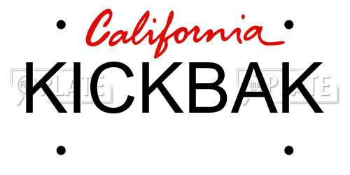 KICKBAK California License Plate