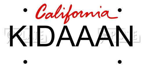 KIDAAAN California License Plate