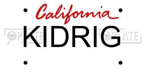 KIDRIG California License Plate