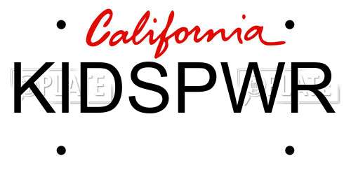 KIDSPWR California License Plate