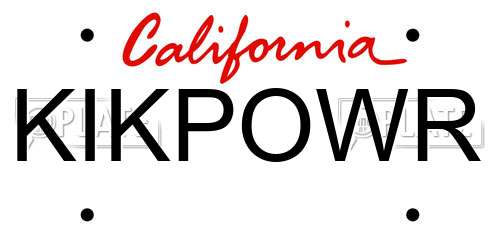 KIKPOWR California License Plate