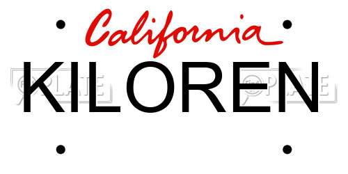 KILOREN California License Plate