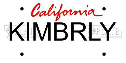 KIMBRLY California License Plate