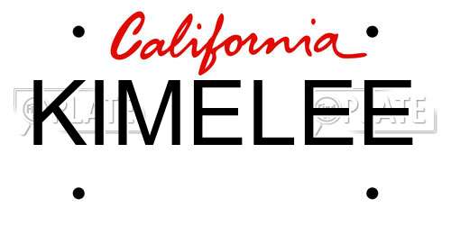 KIMELEE California License Plate