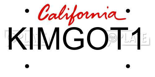 KIMGOT1 California License Plate