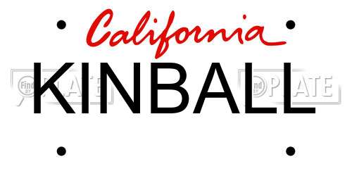KINBALL California License Plate