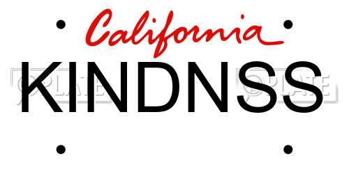KINDNSS California License Plate
