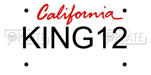 KING12 California License Plate