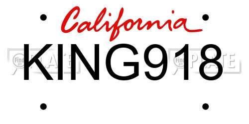 KING918 California License Plate