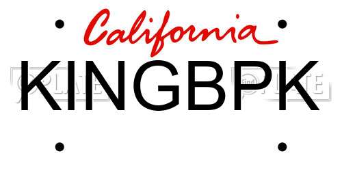 KINGBPK California License Plate