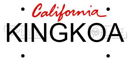 KINGKOA California License Plate