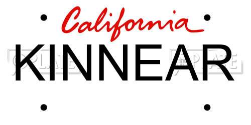 KINNEAR California License Plate