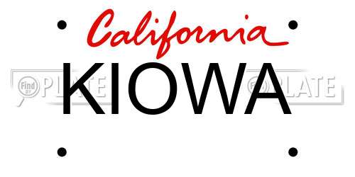 KIOWA California License Plate