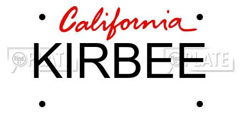 KIRBEE California License Plate