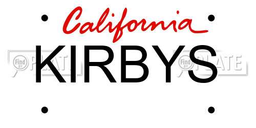 KIRBYS California License Plate