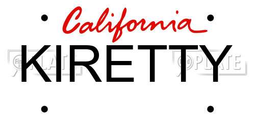 KIRETTY California License Plate