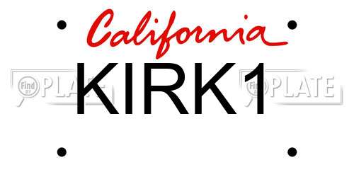 KIRK1 California License Plate