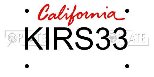 KIRS33 California License Plate