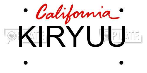 KIRYUU California License Plate