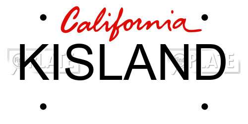 KISLAND California License Plate