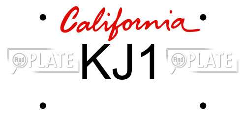 KJ1 California License Plate
