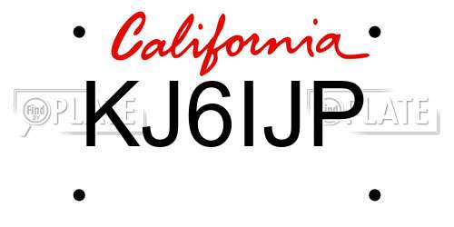 KJ6IJP California License Plate