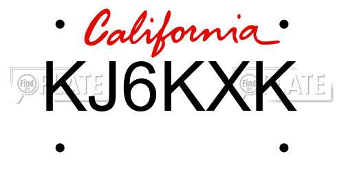KJ6KXK California License Plate