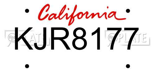 KJR8177 California License Plate