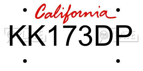 KK173DP California License Plate
