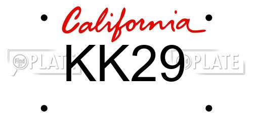 KK29 California License Plate