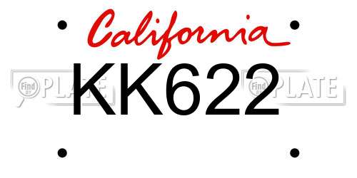 KK622 California License Plate
