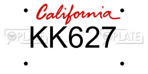 KK627 California License Plate