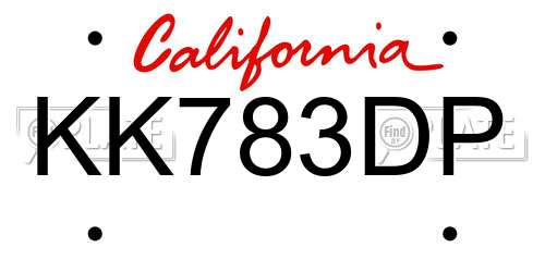 KK783DP California License Plate