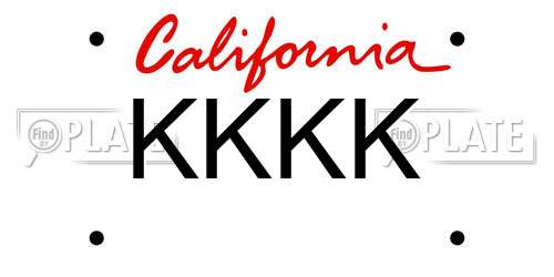 KKKK California License Plate