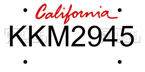 KKM2945 California License Plate