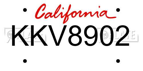 KKV8902 California License Plate
