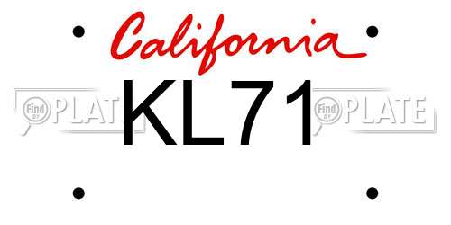KL71 California License Plate