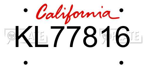 KL77816 California License Plate