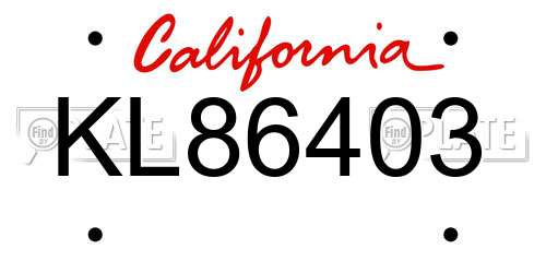 KL86403 California License Plate