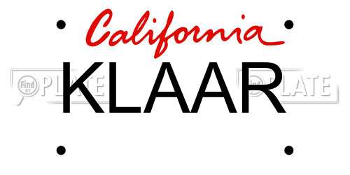KLAAR California License Plate