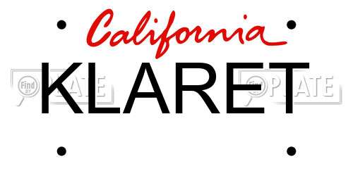 KLARET California License Plate