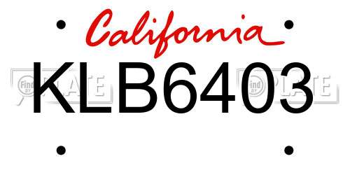 KLB6403 California License Plate