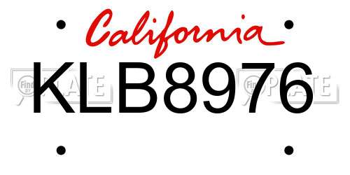 KLB8976 California License Plate