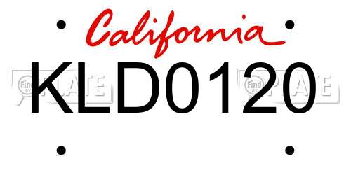 KLD0120 California License Plate