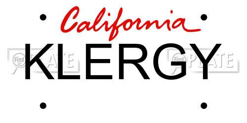 KLERGY California License Plate