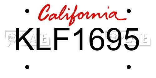 KLF1695 California License Plate