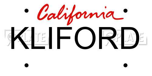 KLIFORD California License Plate