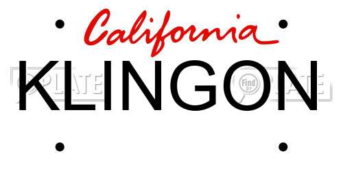 KLINGON California License Plate